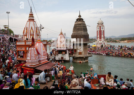 Har Ki Pauri Ghat in Haridwar, Uttarakhand, India, Asia Foto Stock