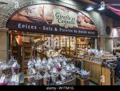 Sale e pepe Shop, spezie, Mercato di stallo, Vieux Nice, Alpes Maritimes, in Provenza Costa Azzurra, Mediterraneo, Francia, Europa Foto Stock