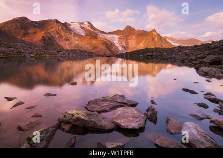 Wilder Freiger, grunau, Alpi dello Stubai, Tirolo, Austria Foto Stock