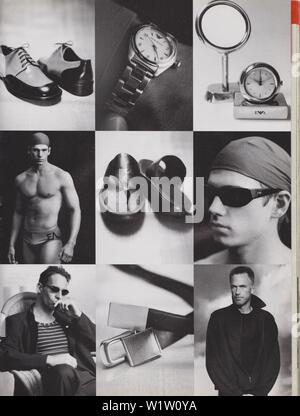 Poster pubblicitari Emporio Armani di Giorgio Armani modello maschile in magazzino dal 1998, non uno slogan, un annuncio pubblicitario creativo da anni novanta Foto Stock