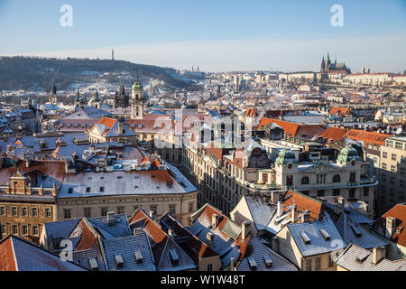 Centro storico della città di Praga in inverno, Repubblica Ceca, Europa Foto Stock