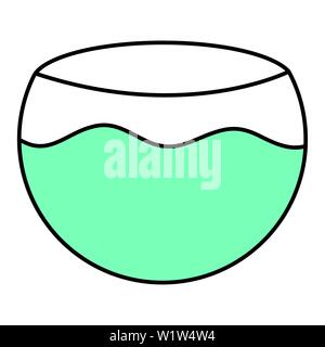 Acquario ciotola con acqua icona illustrazione vettoriale design Illustrazione Vettoriale