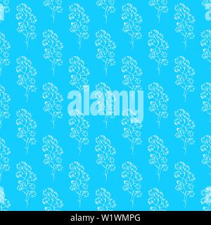 Vintage senza cuciture in cotone vettore tracciato, grande design per qualsiasi finalità. Disegno a mano libera illustrazione vettoriale. Seamless pattern design semplice. Il cotone blu Illustrazione Vettoriale