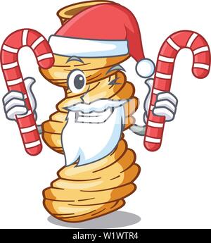 Santa con la caramella cellentani la pasta in una ciotola cartoon Illustrazione Vettoriale