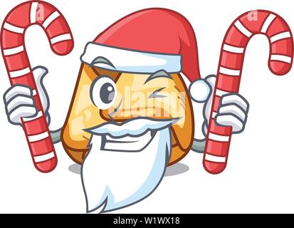 Santa con la caramella fusi istriani nella forma di cartoni animati Illustrazione Vettoriale