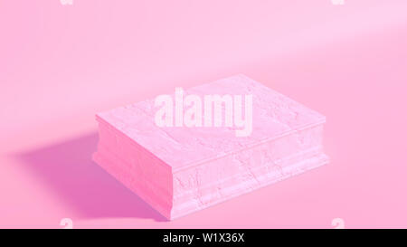 Un vuoto rettangolare in pietra di marmo trofeo sulla base isolata di rosa salmone studio ambiente - 3D render Foto Stock