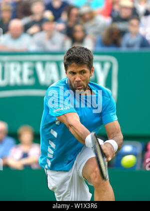 Fernando Verdasco (Esp) giocando sul Centre Court alla natura internazionale della valle, Devonshire Park, Eastbourne, Regno Unito 24 Giugno 2019 Foto Stock