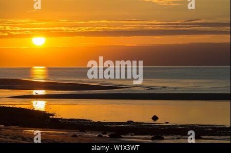 Tramonto sulla spiaggia, mare di Wadden, Brewster, Cape Cod, Massachusetts, STATI UNITI D'AMERICA Foto Stock