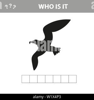 Gull ombra, capretto educativo gioco per bambini in età prescolare. Cruciverba - seagull Illustrazione Vettoriale