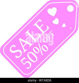 Offerte speciali di vendita sconto tag per il giorno di San Valentino. 50% DI SCONTO Sconto Vendita banner. Prezzo offerta speciale segni. Vendita Pink Label isolato su bianco backgro Illustrazione Vettoriale
