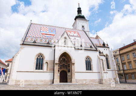 Crkva sv. Marka, Chiesa di San Marco, Markov trg, Gradec, Zagabria, Croazia Foto Stock