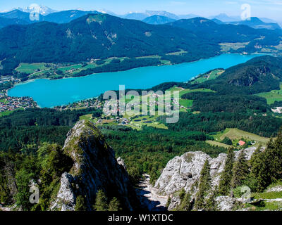 Il lago Fuschlsee, è Salzkammergut, Austria, in estate Foto Stock