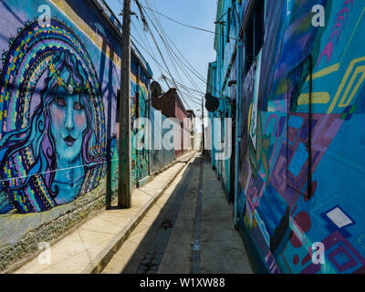 Il Cile la Street Art vista valparaiso Foto Stock