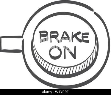 Corsa del freno icona segno in doodle disegna linee. Lo sport automobilistico di trasporto auto auto rally Illustrazione Vettoriale