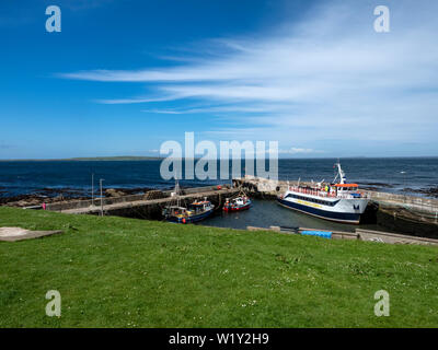 John O' semole passeggeri dei traghetti Orkney, Scozia in porto nelle Highlands, Caithness, l'angolo nord-est della Gran Bretagna terraferma Foto Stock