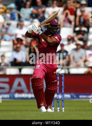 Headingley, Leeds, Regno Unito. 4 Luglio, 2019. ICC di Coppa del Mondo di cricket, Afghanistan versus West Indies; Evin Lewis del West Indies a credito bat: Azione Plus sport/Alamy Live News Foto Stock