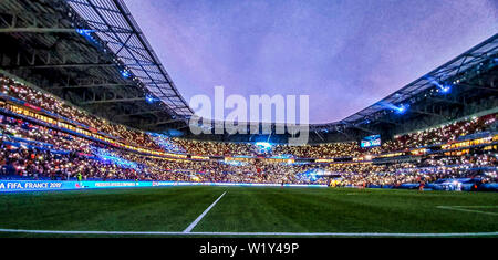 Lione, 03-07-2019 ,Stade de Lyon, campionato del mondo 2019 , semi-finale Paesi Bassi - Svezia (donne) , panoramica dello stadio durante la partita Olanda - Svezia (donne) Foto Stock