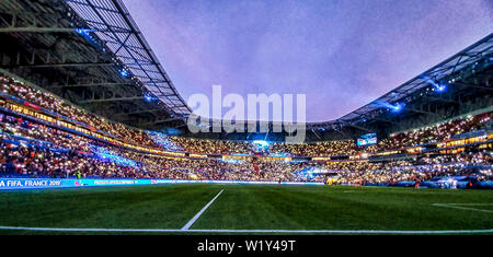 Lione, 03-07-2019 ,Stade de Lyon, campionato del mondo 2019 , semi-finale Paesi Bassi - Svezia (donne) , panoramica dello stadio durante la partita Olanda - Svezia (donne) Foto Stock