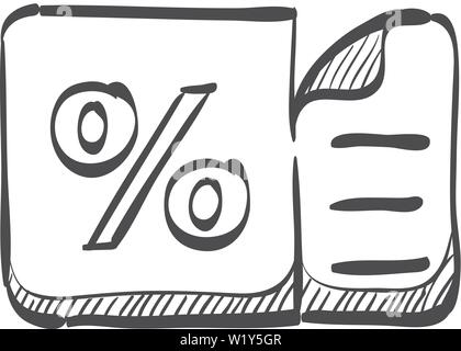 Sconto icona ticket in doodle disegna linee. Acquisti Comprare Offerte speciali voucher Illustrazione Vettoriale