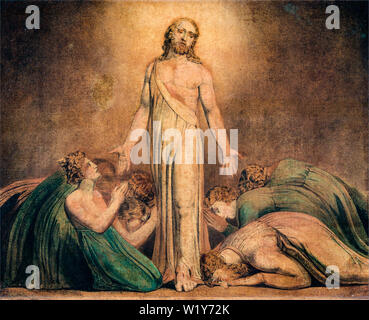 William Blake, Cristo apparso agli Apostoli dopo la risurrezione, pittura ad acquerello su penna e inchiostro 1795-1805 Foto Stock