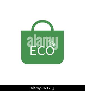 Eco shopping bag icona. Verde segno ecologico. Proteggere il pianeta. Illustrazione Vettoriale per la progettazione. Illustrazione Vettoriale