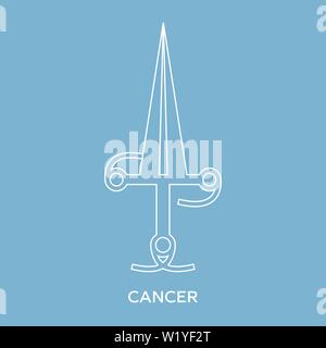 Il cancro segno zodiacale. Linea di icona di stile del zodiacale arma Spada. Uno dei dodici zodiac armi. Astrologia oroscopo, segno. Pulito e moderno vettore illustra Illustrazione Vettoriale