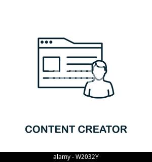 Icona del profilo di Content Creator. Elemento concetto sottile dalla raccolta icone contenuto. Icona Creative Content Creator per applicazioni mobili e utilizzo Web Illustrazione Vettoriale