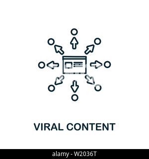 Icona del contorno del contenuto virale. Elemento concetto sottile dalla raccolta icone contenuto. Icona Creative Viral Content per applicazioni mobili e utilizzo Web Illustrazione Vettoriale