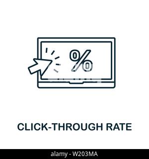 Fare clic sull'icona del contorno della velocità. Elemento concetto sottile dalla raccolta icone contenuto. Icona Creative Click-through Rate per app mobili e web Illustrazione Vettoriale