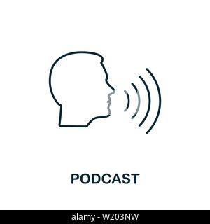 Podcast icona di contorno. Linea sottile elemento concetto dal contenuto raccolta di icone. Creative icona Podcast per applicazioni mobili e di utilizzo del web. Illustrazione Vettoriale