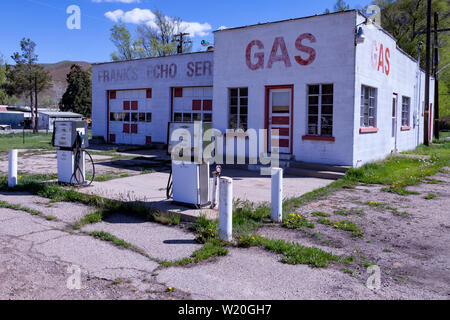 Frank's Eco stazione di servizio in Echo, Utah. La città di Echo è stato ancora una volta un punto di giunzione sulla Lincoln Highway per viaggiatori in direzione ovest di Salt Lake Foto Stock