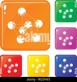 Fenolo set di icone a colori del vettore Illustrazione Vettoriale