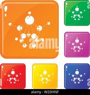 Aspirina set di icone a colori del vettore Illustrazione Vettoriale