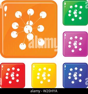 Cresoli molecola set di icone a colori del vettore Illustrazione Vettoriale
