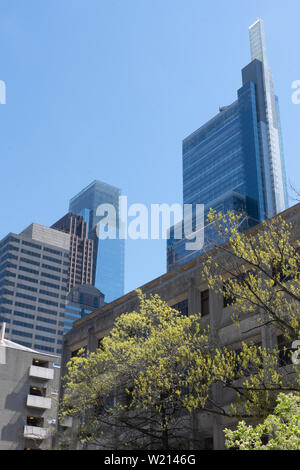 Lo skyline di Philadelphia visto da Logan cerchio guardando verso sud Foto Stock