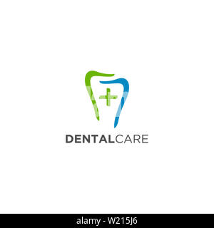 Dental logo design design icona con il segno più in medio Foto Stock