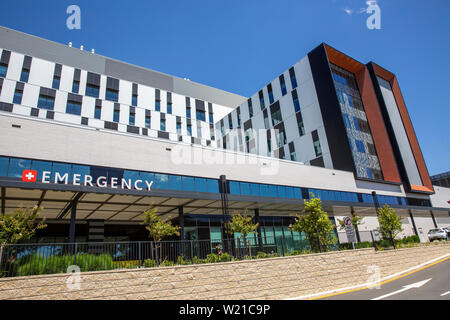 Ospedale australiano, Northern Beaches Hospital Sydney e segno per pronto soccorso,Sydney,NSW, Australia Foto Stock