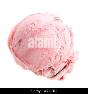 Una pallina di gelato alla fragola dal colpo d'occhio Foto Stock