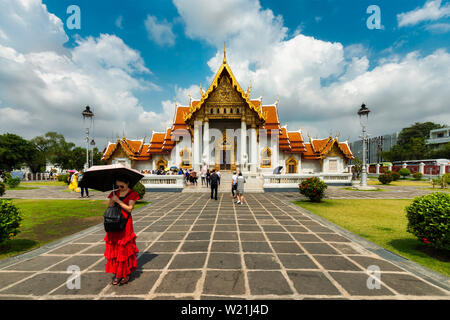 Il Wat Benchamabophit tempio della città di Bangkok (Thailandia). Foto Stock