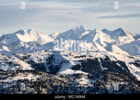 Alpi Kitzbuhler, Kirchberg ski area, Tirolo, Austria Foto Stock