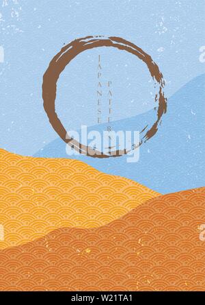 Lato cerchio disegnato con onda giapponese vettore di pattern. Illustrazione Vettoriale