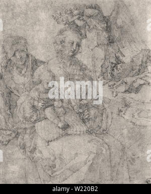 Albrecht Dürer - Maria fanciullo coronato un Angelo Sant'Anna Foto Stock