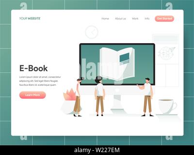 E-Book illustrazione del concetto. Il design moderno concetto di progettazione di pagine web per il sito web e il sito web mobile.illustrazione vettoriale EPS 10 Illustrazione Vettoriale