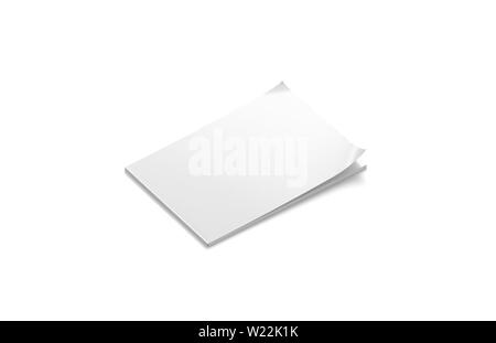 Vuoto bianco rivista chiuso mock up, a5 vista laterale, rendering 3d, isolata. Pulire il documento a4 mockup con il testo. Jornal vuota e il modello mag. Cancellare soft Foto Stock