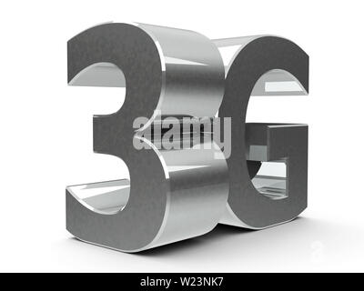 Metal 3g, simbolo icona o sul pulsante isolato su sfondo bianco, tridimensionale, rendering 3D illustrazione Foto Stock