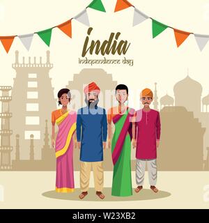 India Independence Day card Illustrazione Vettoriale