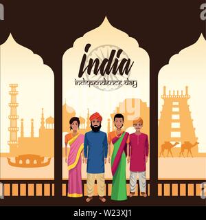 India Independence Day card Illustrazione Vettoriale