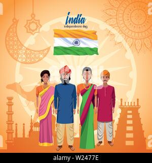 India Independence Day card Illustrazione Vettoriale