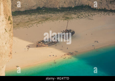Famoso naufragio sulla spiaggia di Navagio, Zante - Zante Grecia Foto Stock