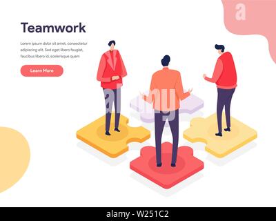 Un ambiente collaborativo illustrazione del concetto. Vista isometrica design concept di progettazione di pagine web per il sito web e il sito web mobile.illustrazione vettoriale Illustrazione Vettoriale